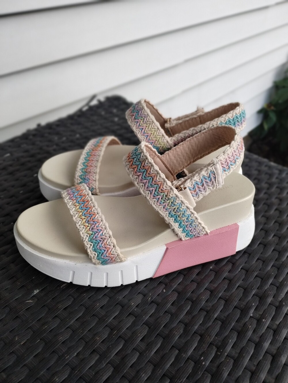 Chinese Laundry Stripe Block Platform Sandals Multicolor Women’s 7.5